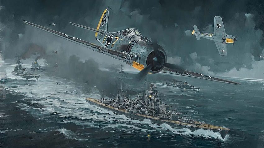 Втора световна война, военен кораб, военни самолети, военни, FockeWulf / и мобилни фонове, бойни кораби ww2 HD тапет