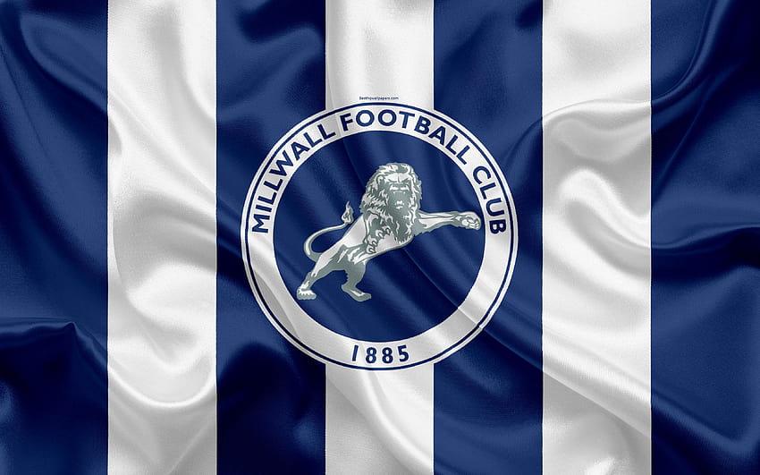 Millwall FC, logo, seda bandeira, emblema papel de parede HD