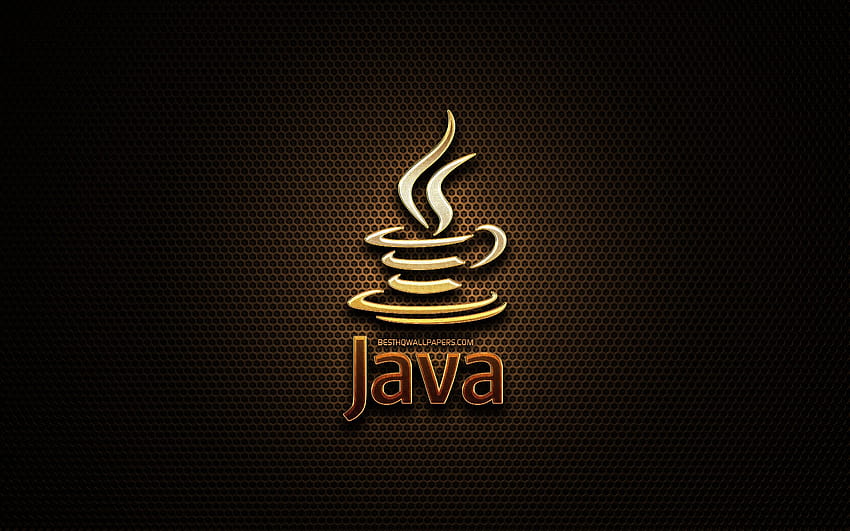 Java キラキラ ロゴ、プログラミング言語、グリッド、Java ロゴ 高画質の壁紙