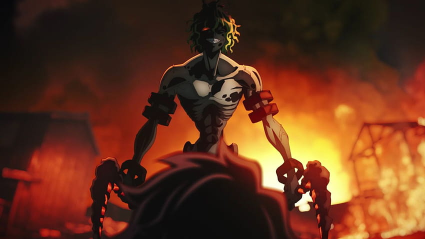 Арката на развлекателния район на Demon Slayer е вдигната от истински убиец на демони gyutaro HD тапет