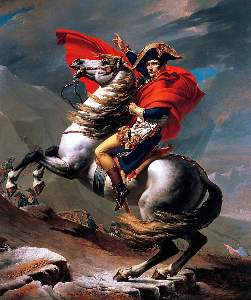 Napoleon Crossing the Alps Painting by Jacques Louis David Art HD phone wallpaper