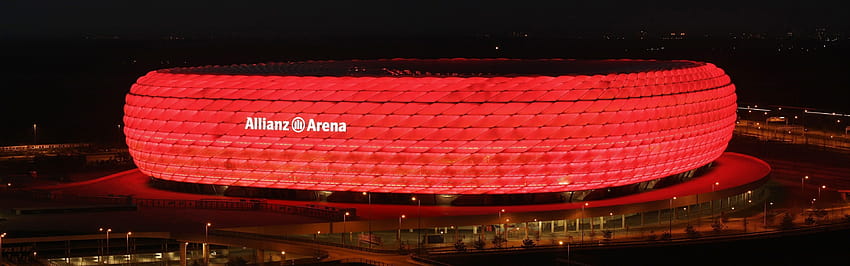 : allianz arena stadium night lights fc bayern soccer dual monitors multiple display HD wallpaper