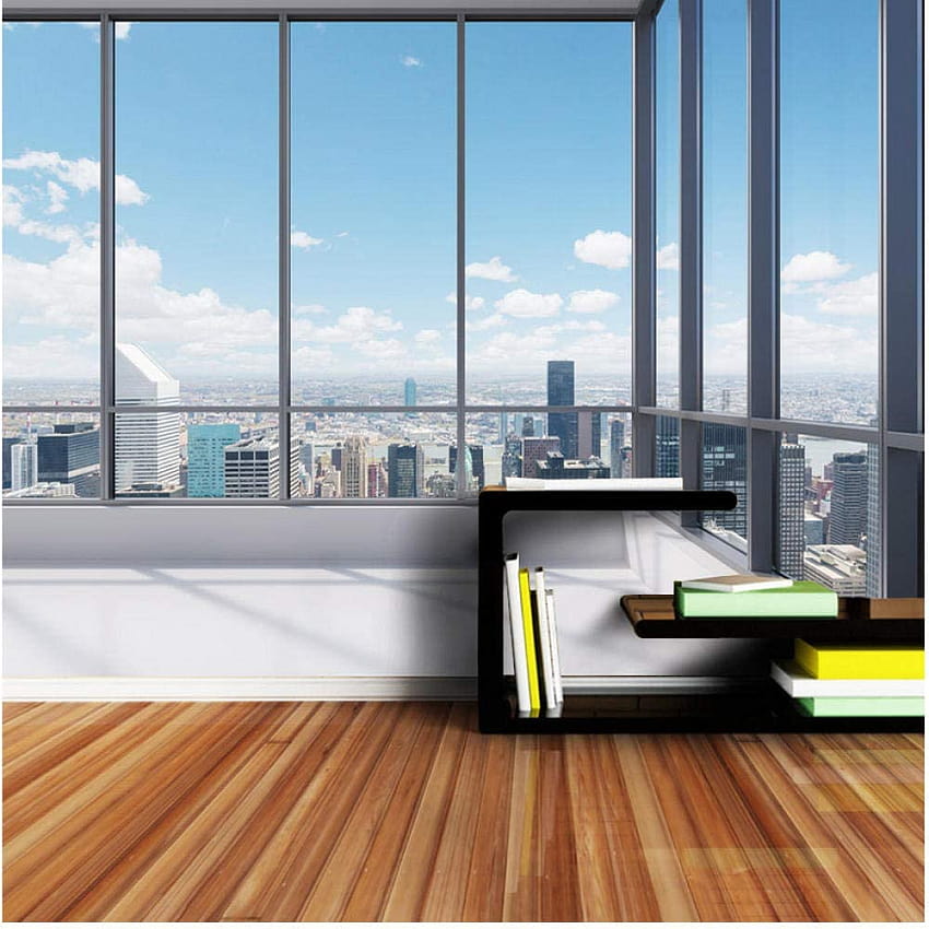 xbwy 3D голям персонализиран изглед на прозорец на офис сграда 3D стенописна ролка за холна декорация на дома, изглед на офис HD тапет за телефон