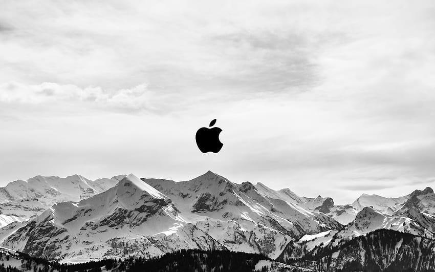 2880x1800 Snow Mountains Logo Apple Macbook Pro Retina, sfondi e logo mela bianca Sfondo HD