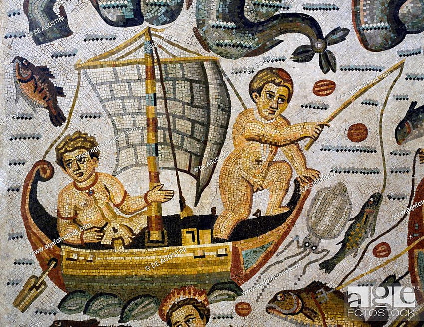 Cupids fishing in a sailboat, detail from the Triumph of Neptune and Amphitrite, Stock , And Rights Managed . Pic. DAE HD wallpaper