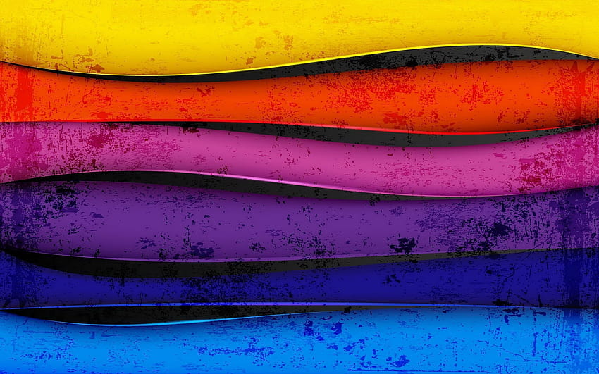 : vistoso, arte digital, abstracto, rojo, cielo, púrpura, líneas onduladas, amarillo, azul, naranja, textura, magenta, 2560x1600 px, computadora, de cerca, pintura acrílica, grafía de naturaleza muerta 2560x1600, Líneas onduladas de colores fondo de pantalla