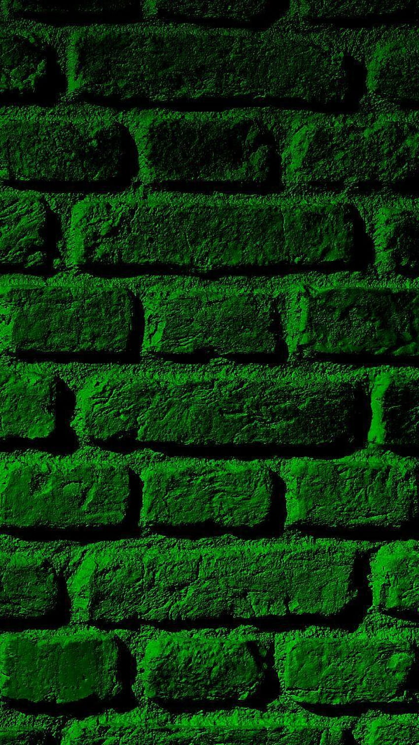 2019년 녹색 벽돌 벽, 녹색 건물 HD 전화 배경 화면