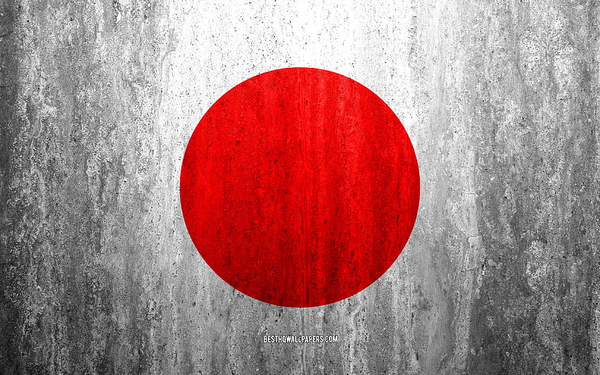 Flag of Japan, stone background, grunge flag, Asia, Japanese flag, grunge art, national symbols, Japan, stone texture with resolution 3840x2400. High Quality, japanese grunge HD wallpaper