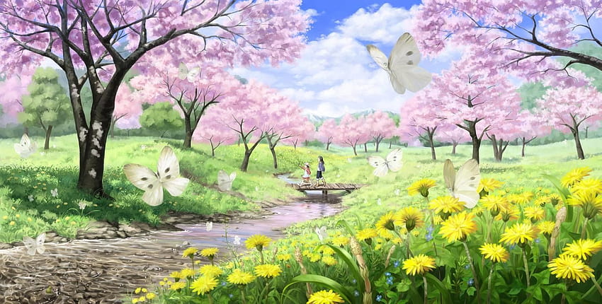 2020년의 애니메이션 풍경, 향수를 불러일으키는 봄 HD 월페이퍼