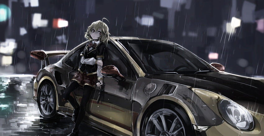 anime, Anime Girls, Car, Porsche, Hashiri Nio, Akuma No Riddle HD wallpaper