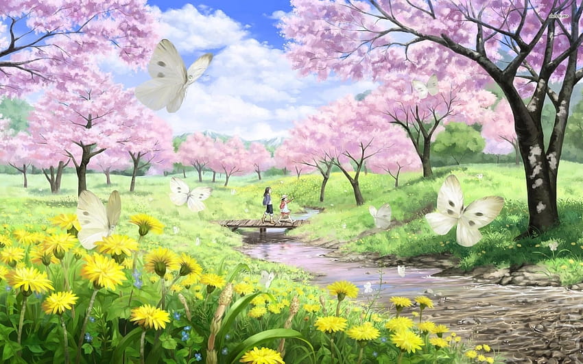 Cherry Blossoms Anime Scenery ...pinterest.ca, Kirschblüten-Frühlings-Anime HD-Hintergrundbild