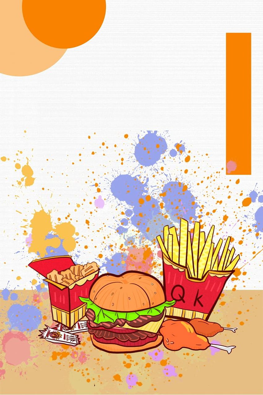 Arancione Fast Food Poster Gourmet Sfondi, cibo americano Sfondo del telefono HD