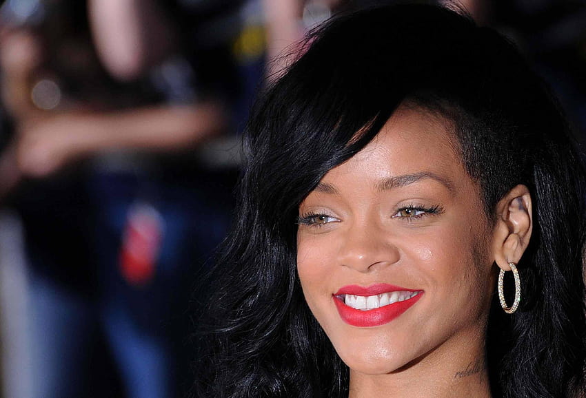 Cute Rihanna Smiling Red Lip HD wallpaper