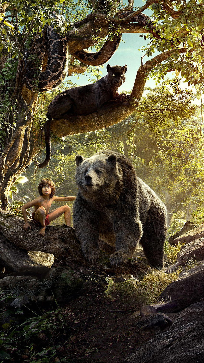 Film Księga dżungli 2016 na iPhone'a, film mowgli Tapeta na telefon HD