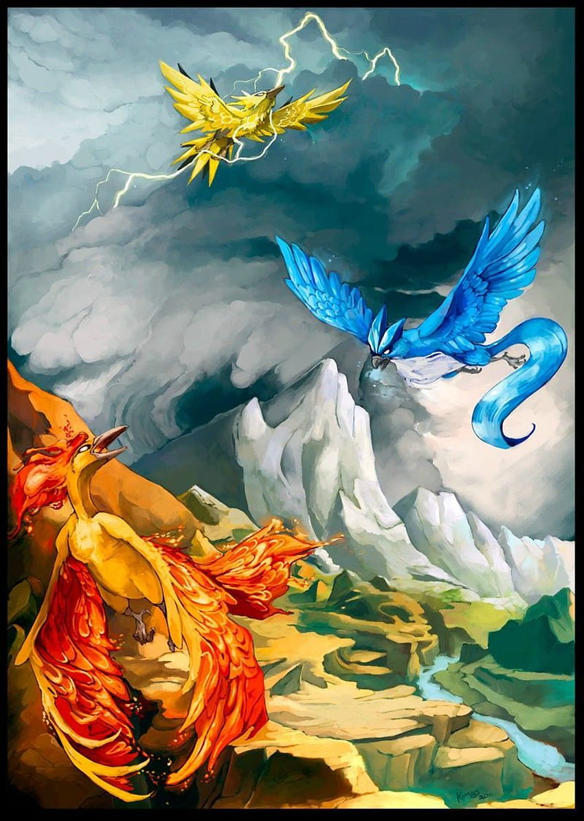 The Legendary Birds Together I remeber the movie with Lugia, legendary bird pokemon HD phone wallpaper