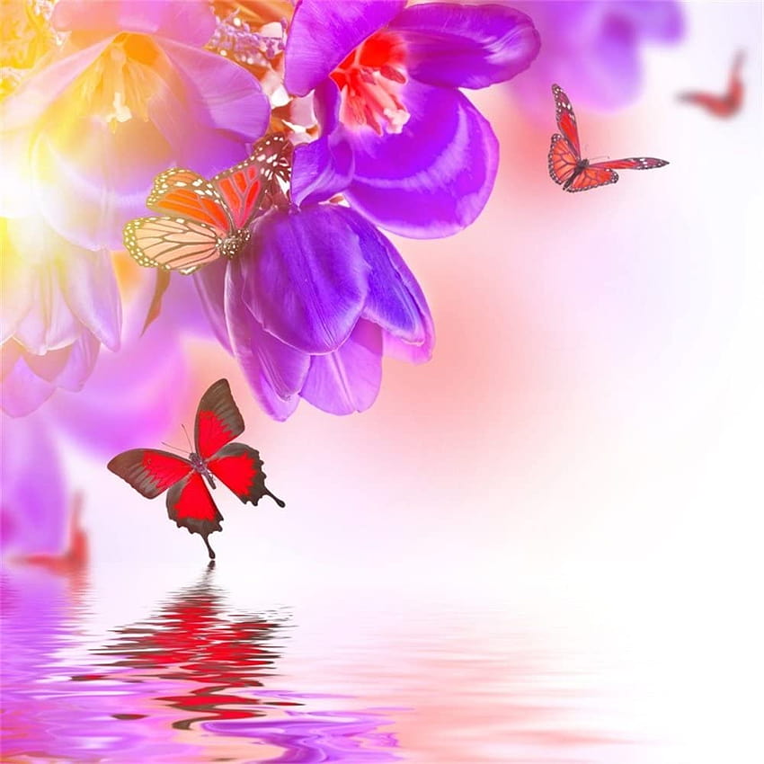 Amazon : Leowefowa Vinyl 6X6FT Spring Backdrop Butterfly Blooming Flowers Happy Valentine's Day Nature Romantic graphy Backgrounds Kids Adults Studio Props : Electronics, mystical spring flowers HD phone wallpaper