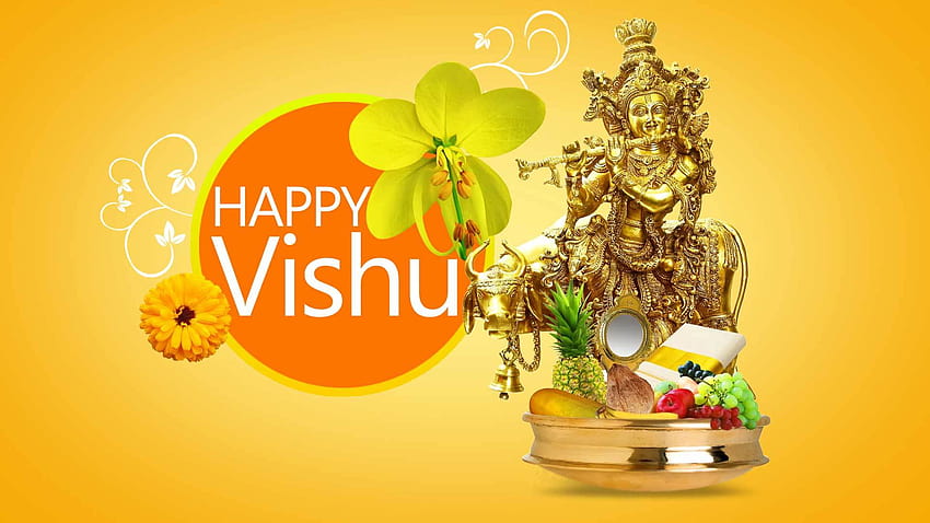 Vishu-Grußkarte, Vishu-Grüße, Vishu-Festival, Vishu-Feier HD-Hintergrundbild