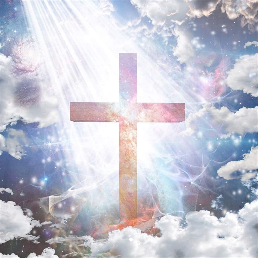 Amazon: Baocicco 5x5ft zmartwychwstanie Jezusa motyw tło krzyż krucyfiks święte niebo światła graficzne tła białe chmury wystrój chrześcijański dzieci dorośli artystyczny portret rekwizyt studyjny: elektronika Tapeta na telefon HD