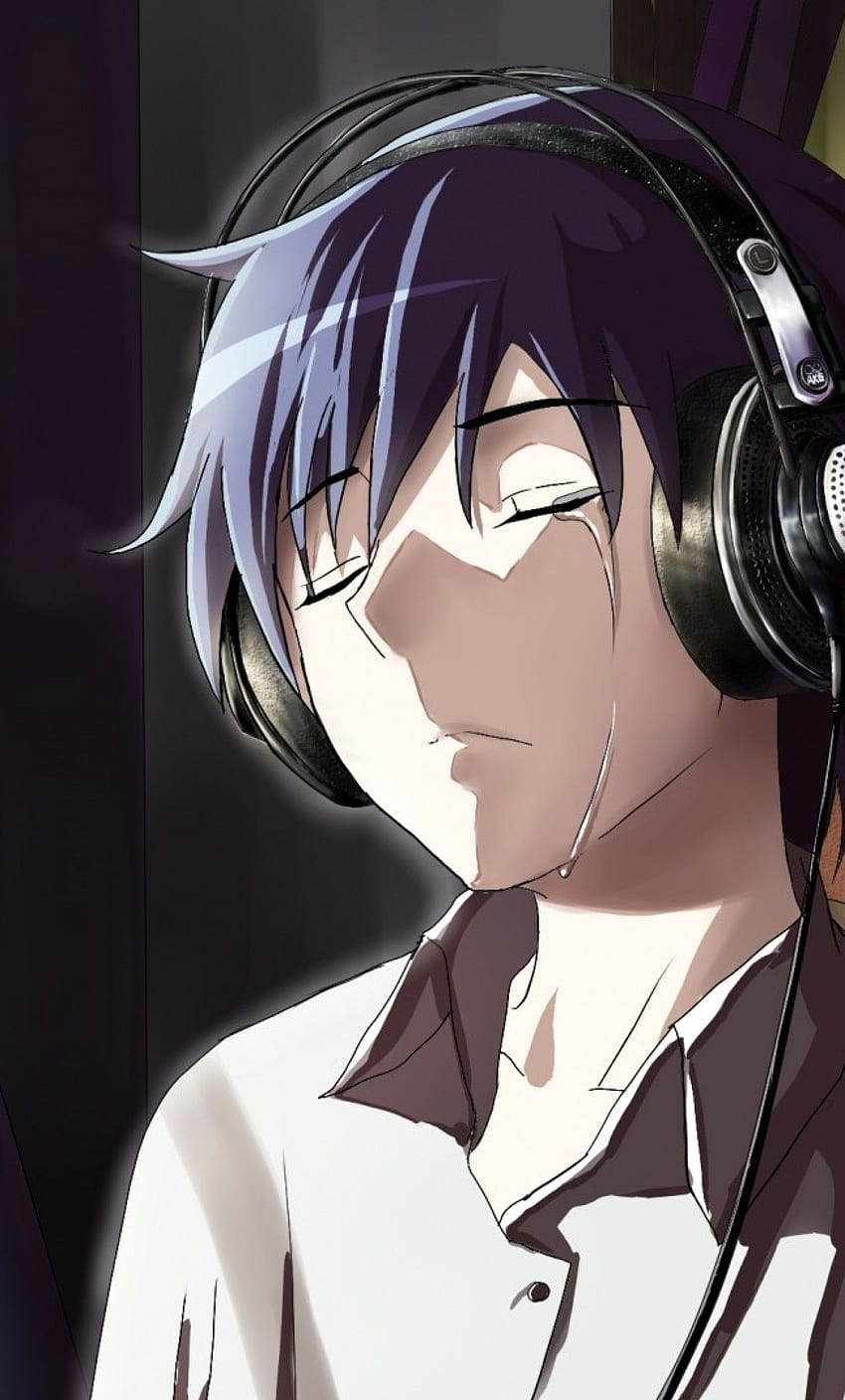 Płaczący chłopak z anime, załamany chłopiec z anime Tapeta na telefon HD