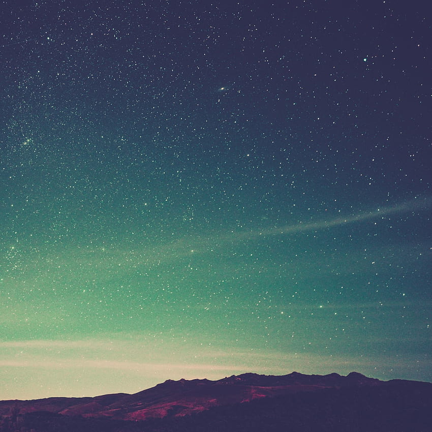 2048x2048 starry sky, radiance, mountains, sky, ipad air 3 HD phone wallpaper