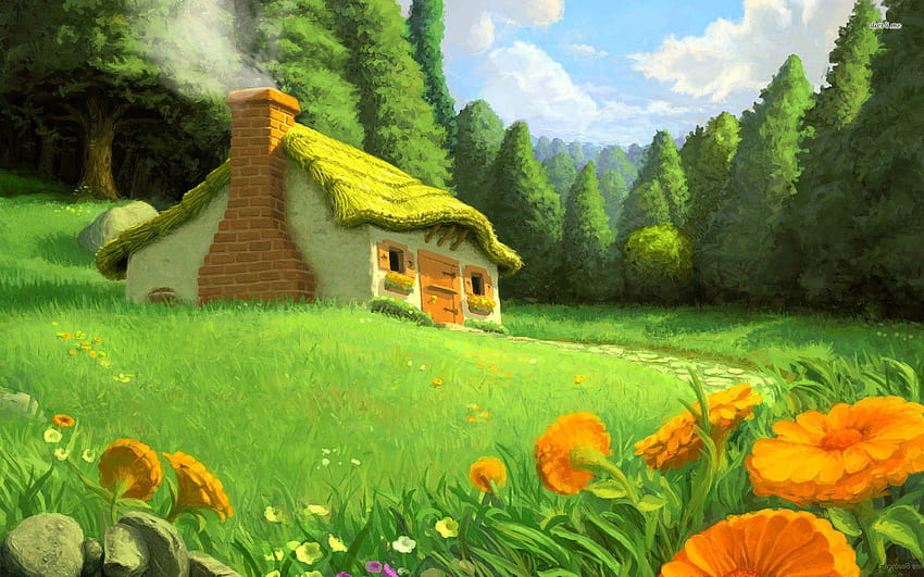 6 Fairytale Landscape, fairytale cottage HD wallpaper