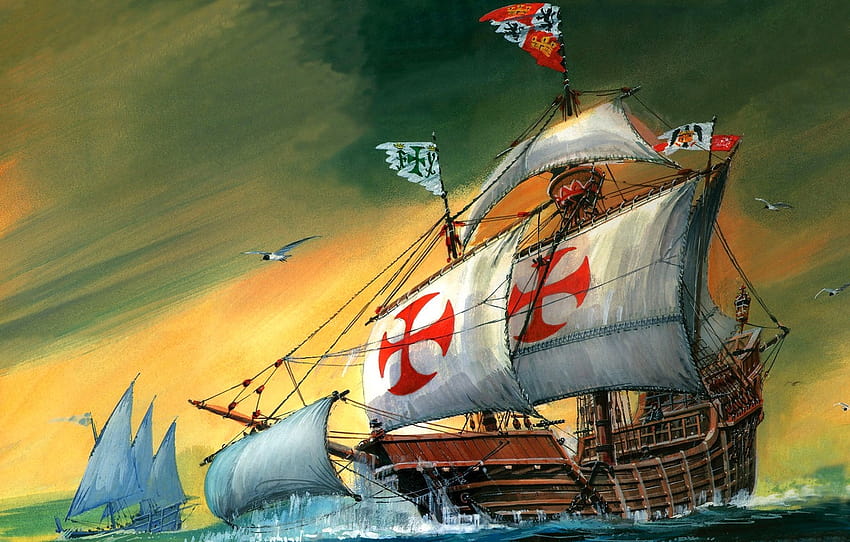 Christopher Columbus, Santa Maria, Sailing ship, Karakka , section живопись HD wallpaper