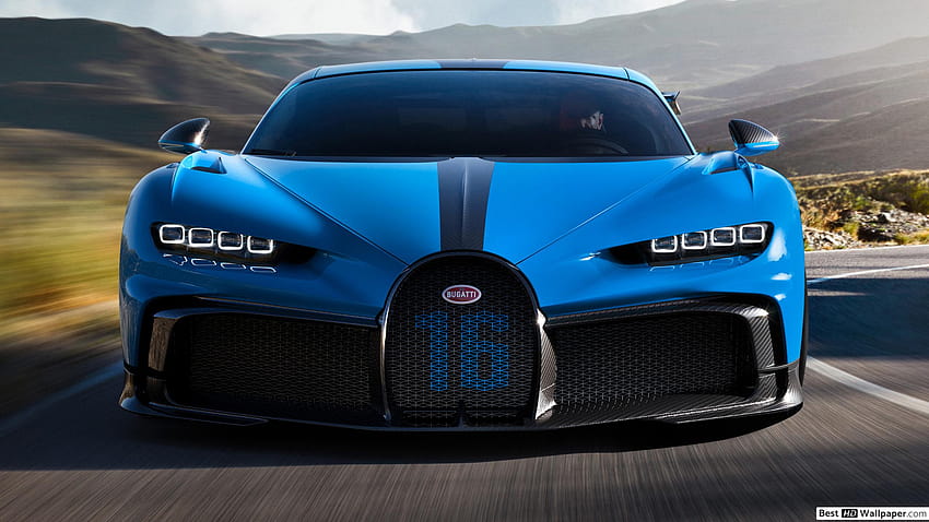 Blue Bugatti chiron front side view HD wallpaper