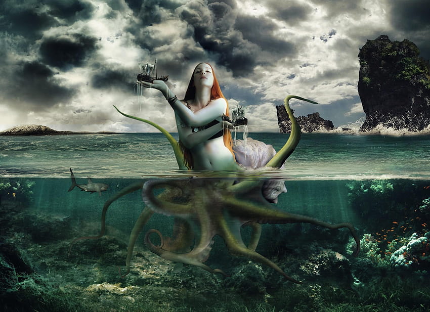 7 Mermaid, scary mermaids HD wallpaper