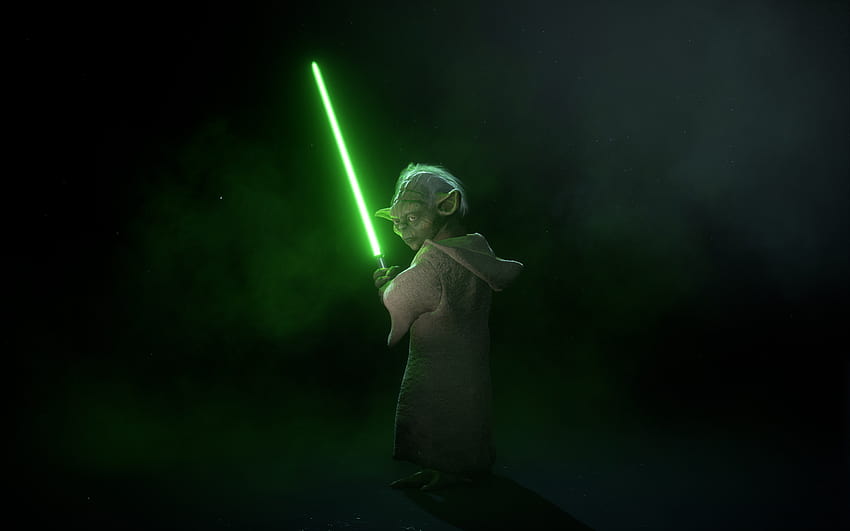 Yoda, lightsaber hijau Wallpaper HD