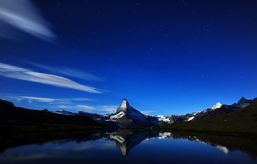 mountains, night, Switzerland, Matterhorn's Midnight, matterhorn starry sky HD wallpaper
