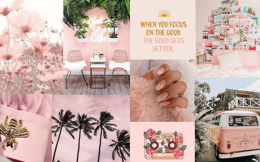 Rosa ästhetische MacBook, aesthetic cream pink collage HD wallpaper
