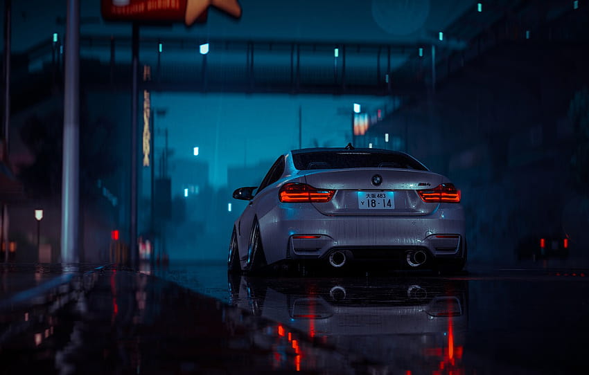 Auto, Night, The game, BMW, Machine, Car, NFS, Sports car, F82, BMW M4, Need For Speed 2015, Transport & Vehicles, Lil Shaply, by Lil Shaply, BMW M4, need for speed bmw HD wallpaper