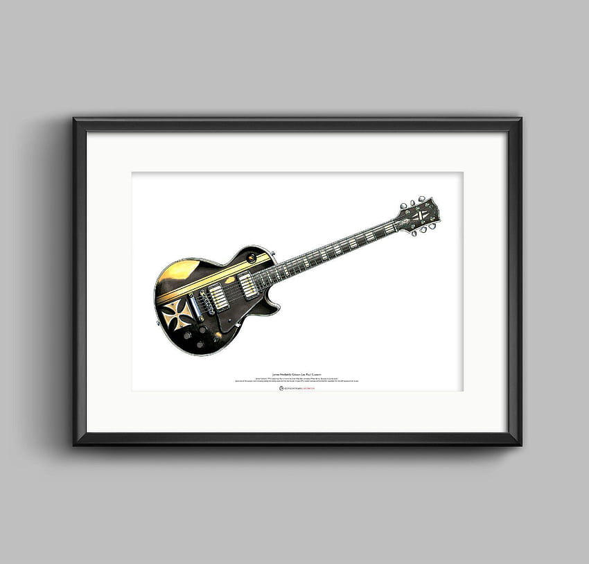 James Hetfield's Gibson Les Paul Iron Cross guitar ART POSTER A2, iron cross gibson HD wallpaper