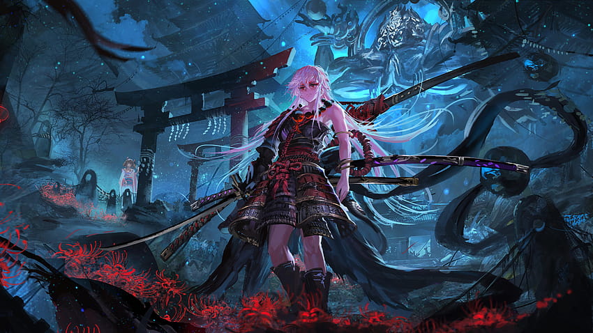 Anime Samurai Girl Katana Fantasy, samurajskie dziewczyny z anime Tapeta HD