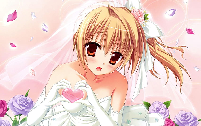 Cute Manga Girl Wedding Dress and, anime girl wedding HD wallpaper