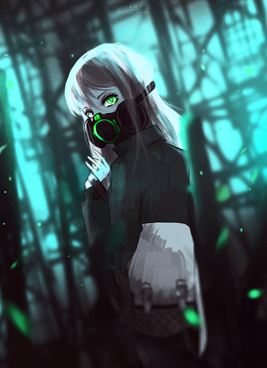 Maska przeciwgazowa, maska ​​przeciwgazowa dziewczyny z anime Tapeta na telefon HD