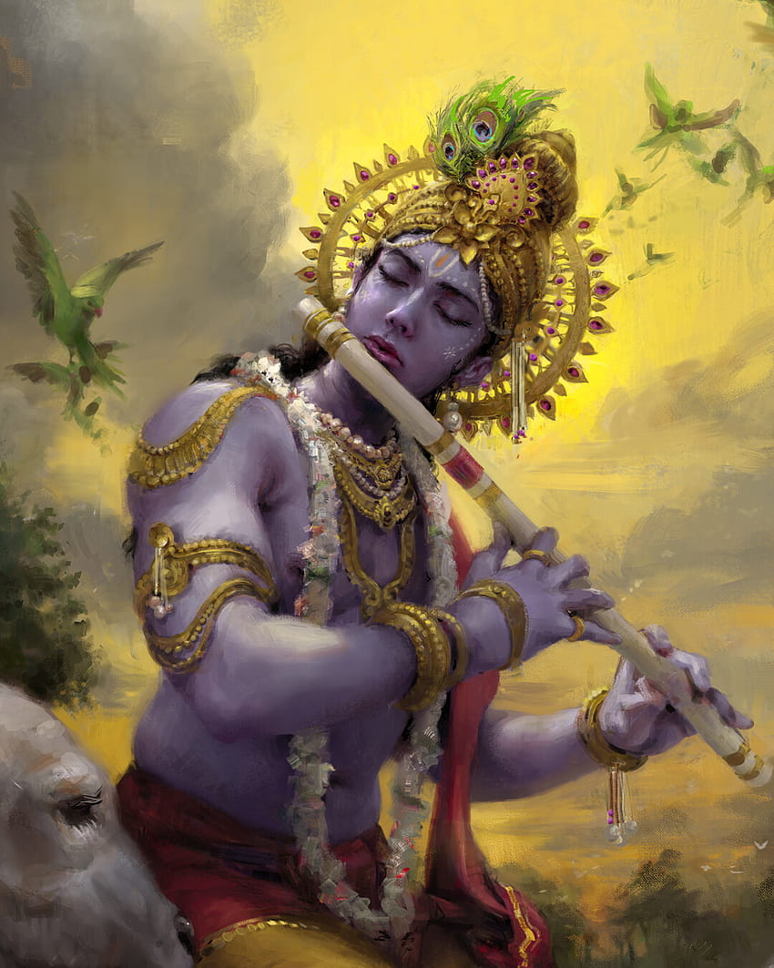 ArtStation, Krishna mit Flöte HD-Handy-Hintergrundbild