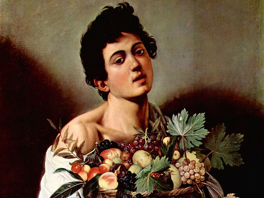 Boy with fruit basket by Caravaggio Pictorial art HD wallpaper