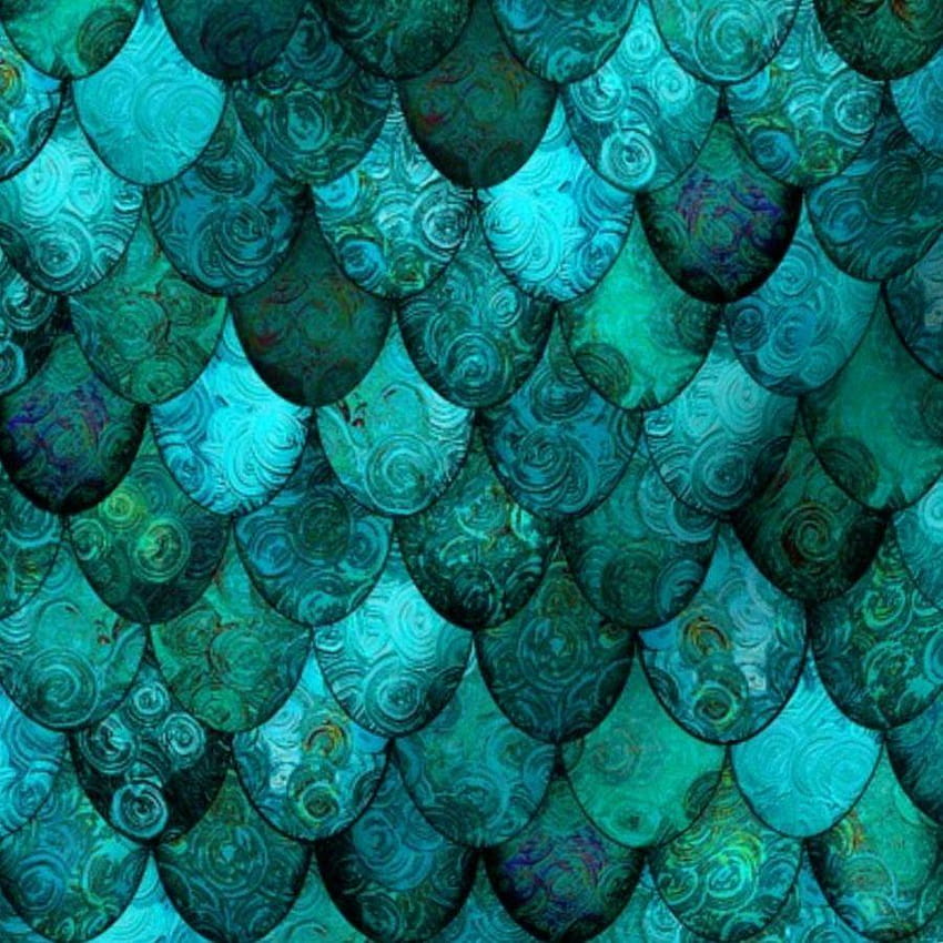 Dark Teal Mermaid or Dragon Scales, afte HD phone wallpaper