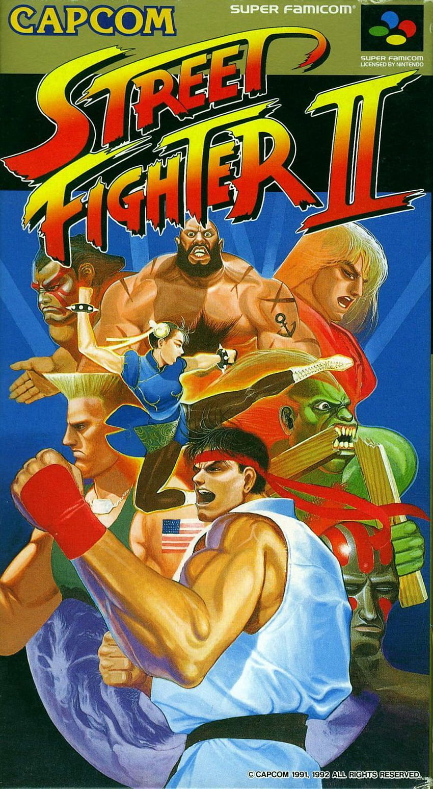 Street Fighter II: The World Warrior SNES Front Cover สตรีทไฟท์เตอร์ II นักรบแห่งโลก วอลล์เปเปอร์โทรศัพท์ HD