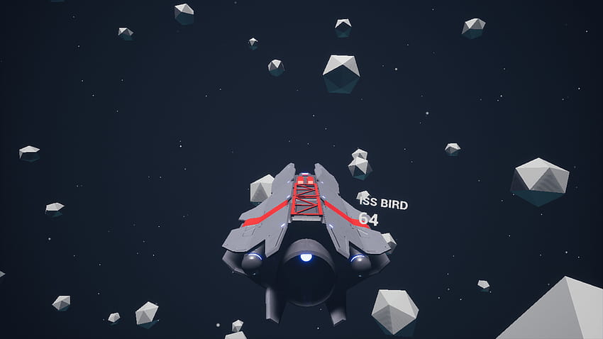 Fighter Spaceship with Asteroids Game Sample von Pedro, Low-Poly-Raumschiff HD-Hintergrundbild