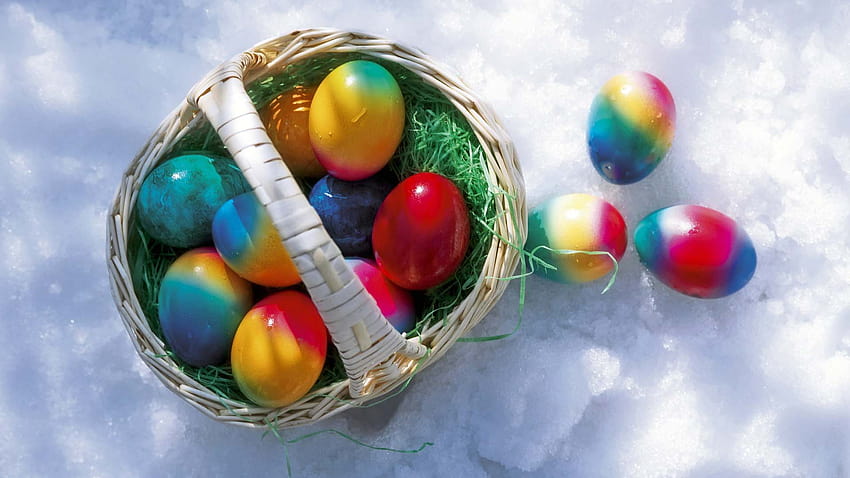 Easter Eggs In The Snow 1920x1080, easter symbols HD wallpaper