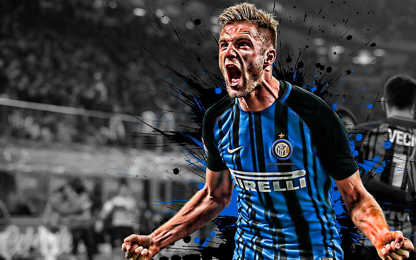 Milan Skriniar, pemain sepak bola Slovakia, Inter Milan FC, bek Internazionale FC, biru Wallpaper HD