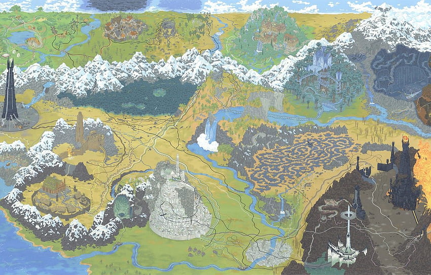 지도, 반지의 제왕, 예술, 반지의 제왕, 중간계, LOTR, 섹션 фантастика, 중간계 지도 HD 월페이퍼
