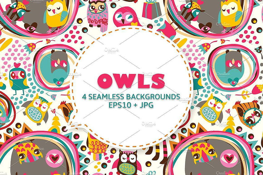 Cute owls seamless backgrounds ~ Patterns ~ Creative Market, owl background HD wallpaper
