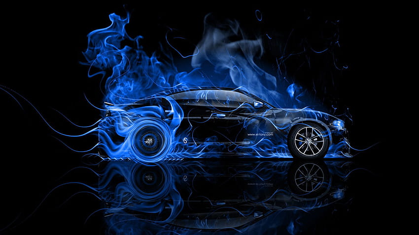 Синя огнена кола, огнени и водни коли HD тапет