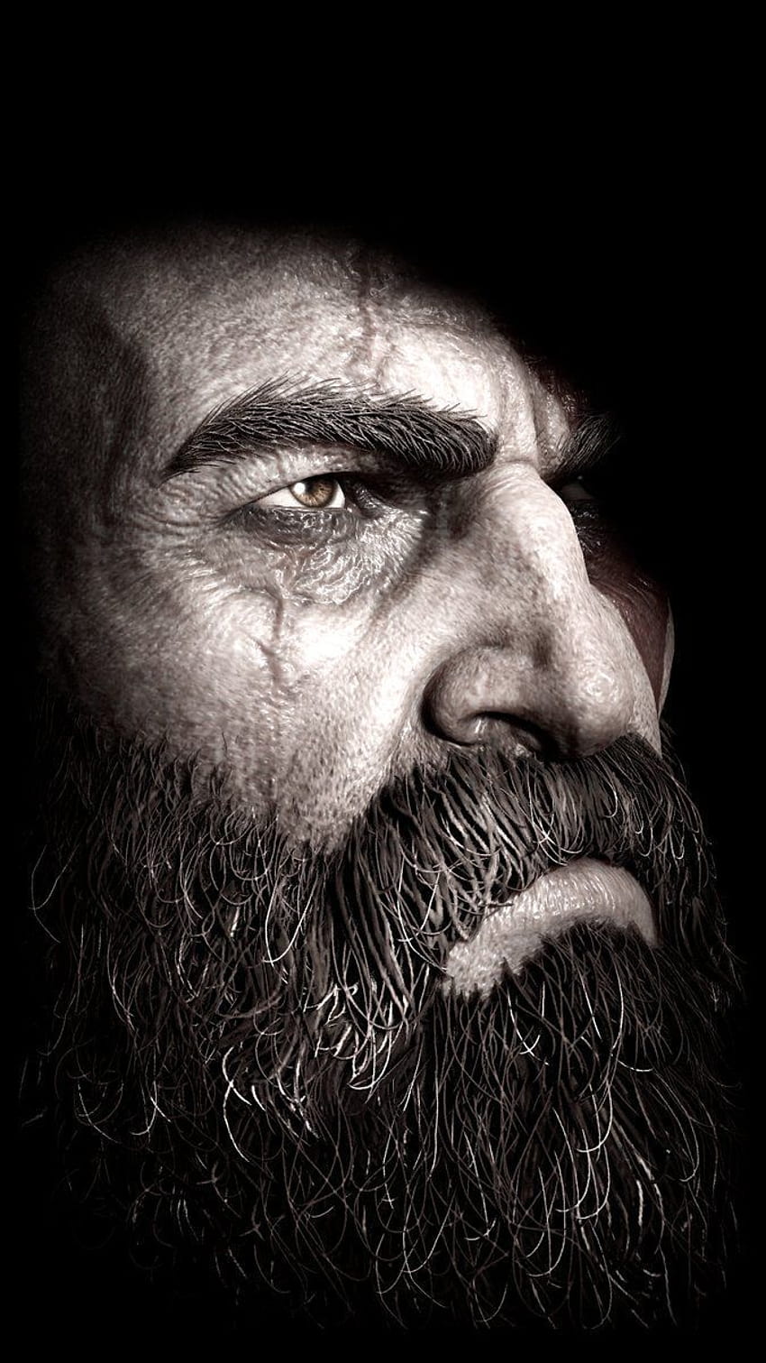 Kratos Face, god of war black HD phone wallpaper