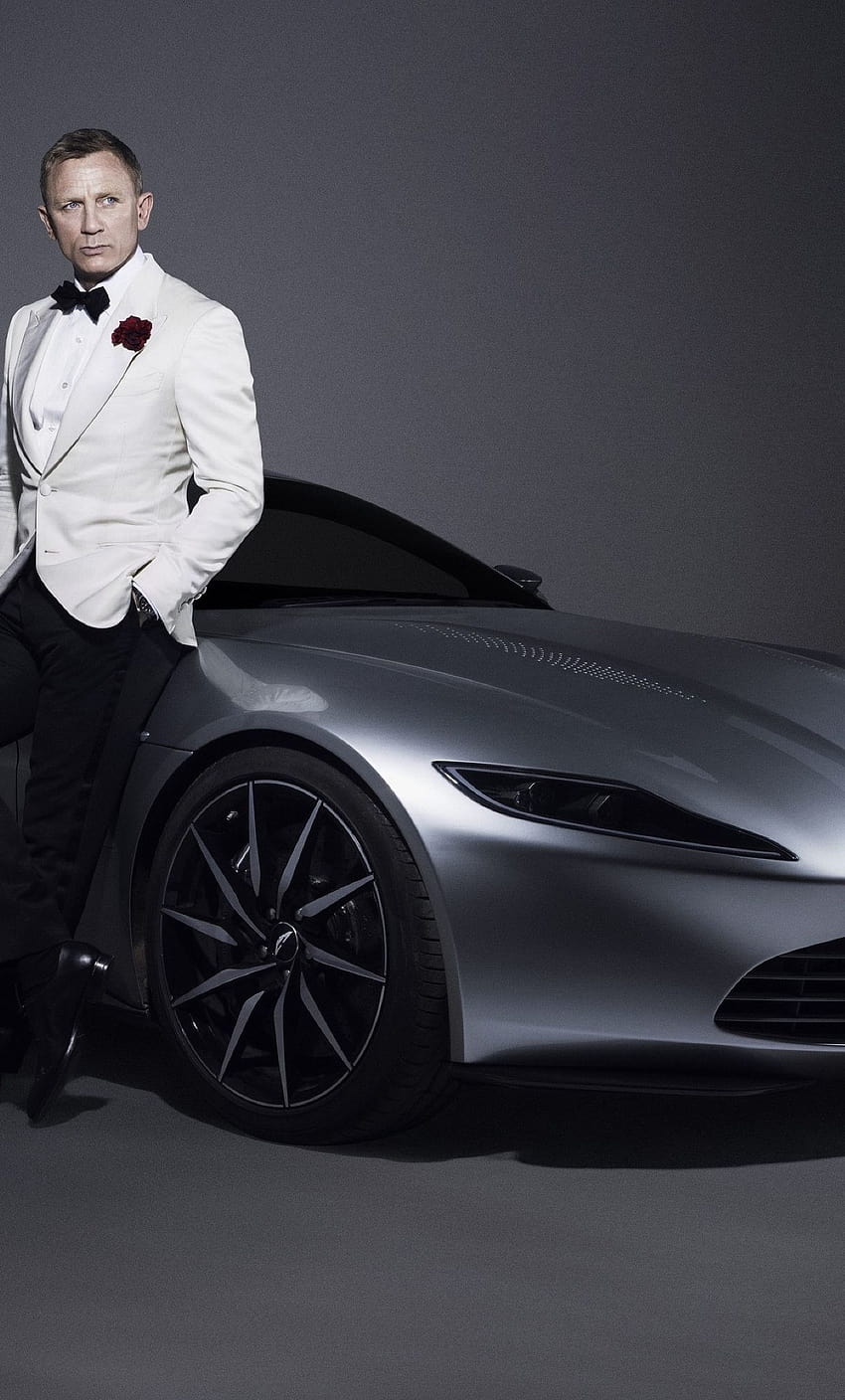 1280x2120 Daniel Craig 007 James Bond Aston Martin Pohukiwanie samochodu, logo 007 iPhone Tapeta na telefon HD