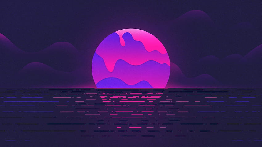 : Luna Púrpura, paisaje nocturno de luna de montaña fondo de pantalla