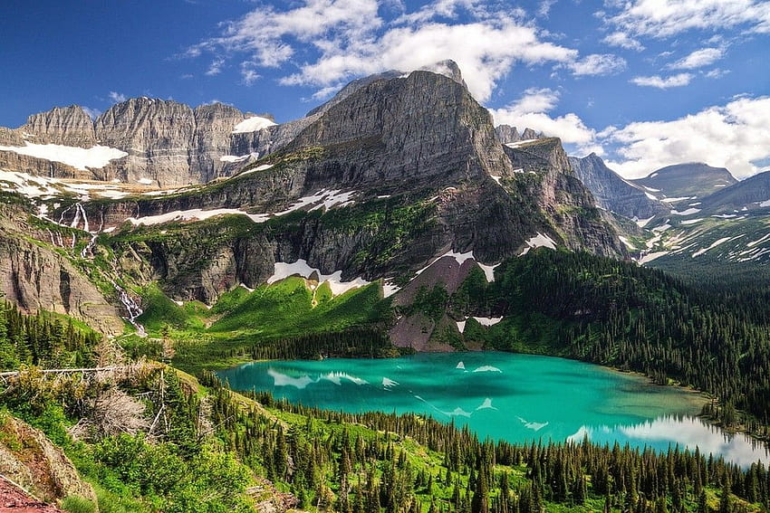 naturaleza, paisaje, lago, turquesa, agua, montañas, bosque, parque nacional glaciar montana fondo de pantalla
